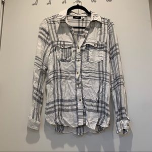urban outfitters bdg white/gray plaid button up,XS